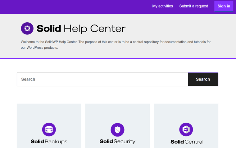 Help Center of SolidWP