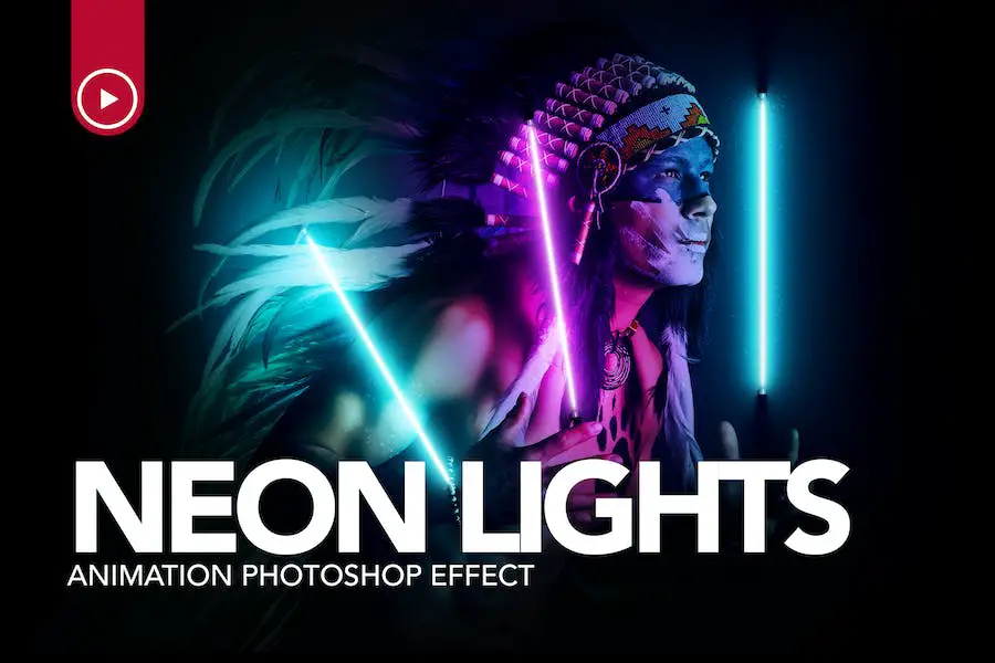 Gif Animated Neon Light Photoshop Action - 