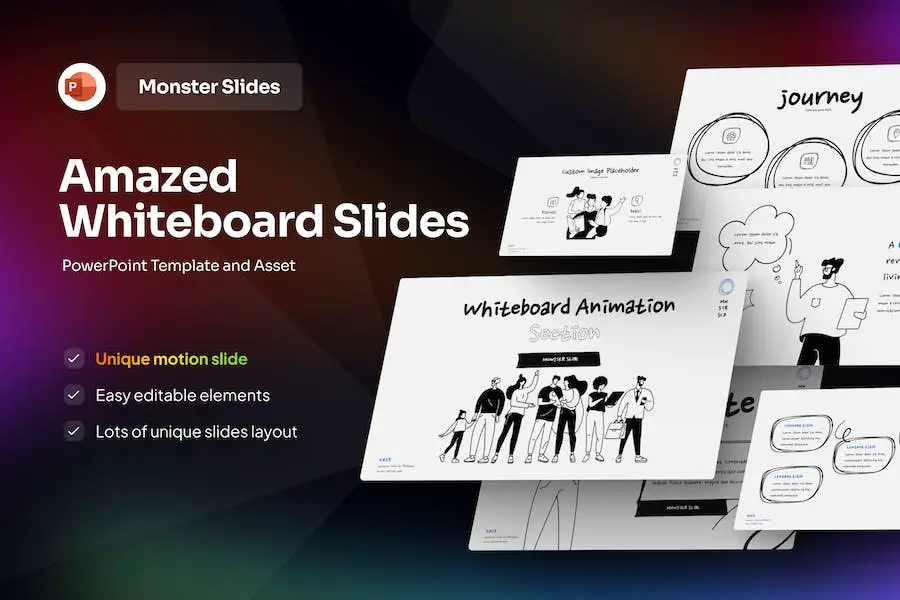 Amazed Whiteboard Slides PowerPoint Template - 