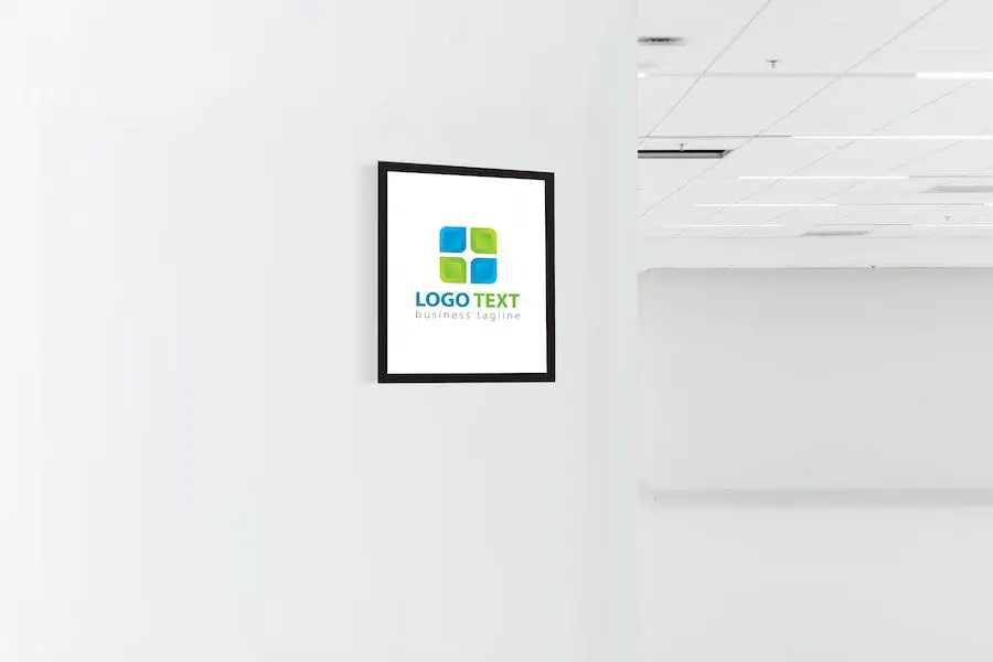 Square Office Wall Logo Mock Up - 