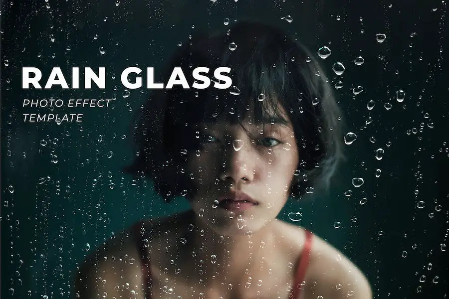 Rain On The Glass Photo Effect Mockup - 