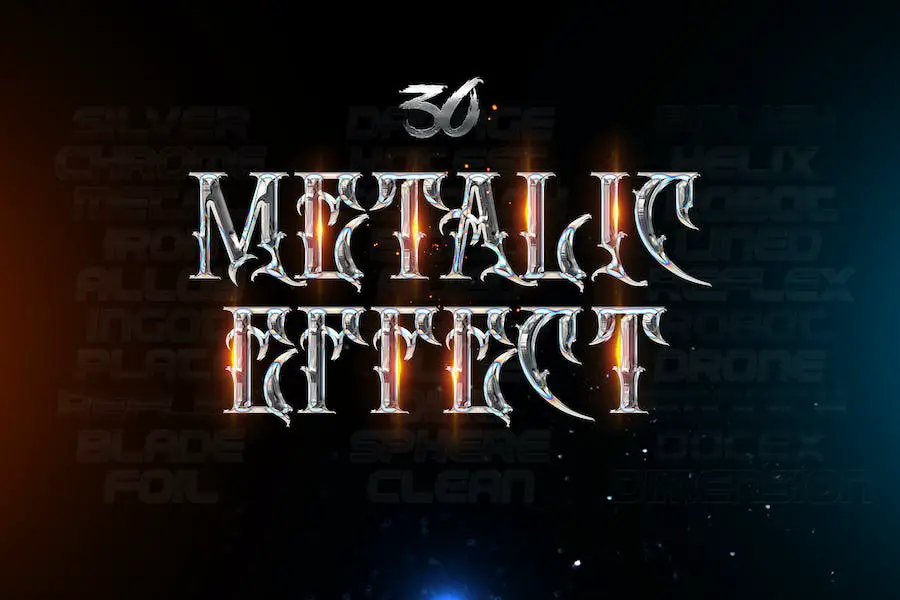 30 Metallic Type Effects - Photoshop - - 