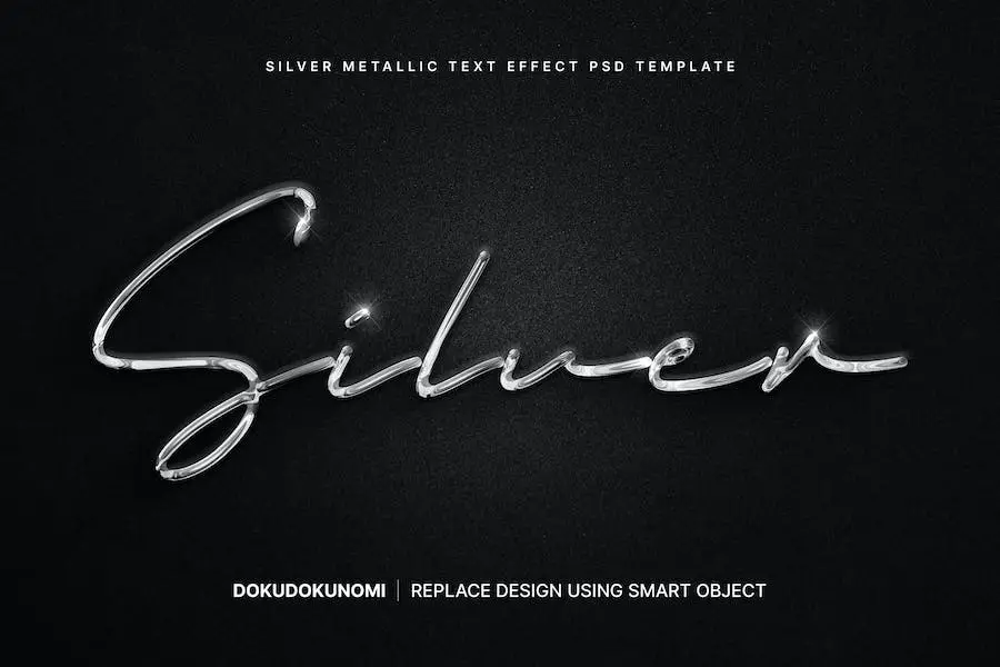 Silver metallic text effect - 