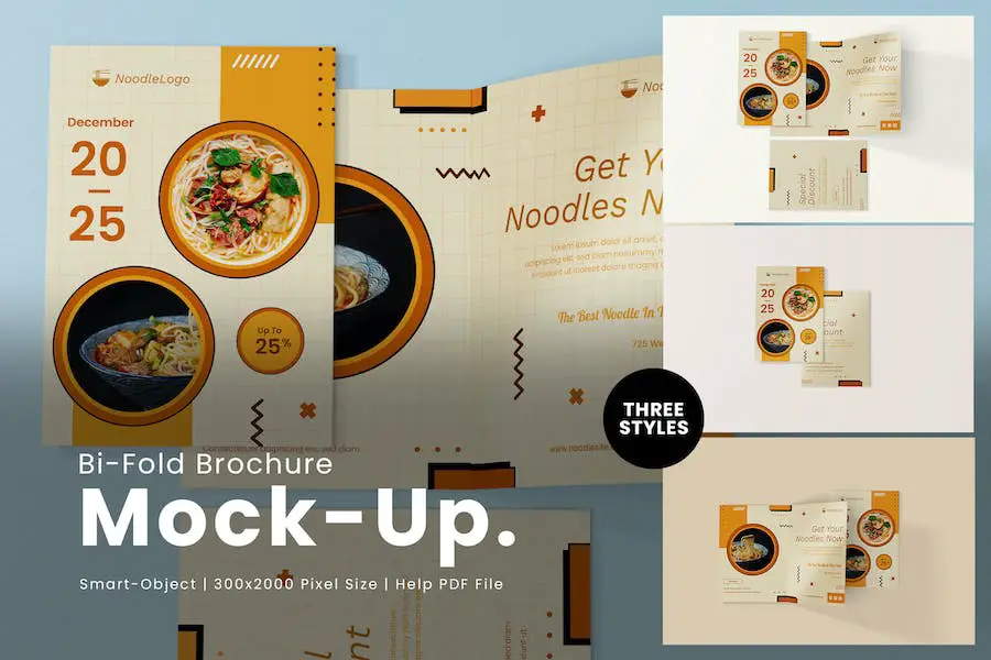 Layered Bi-Fold Brochure Mockup - 