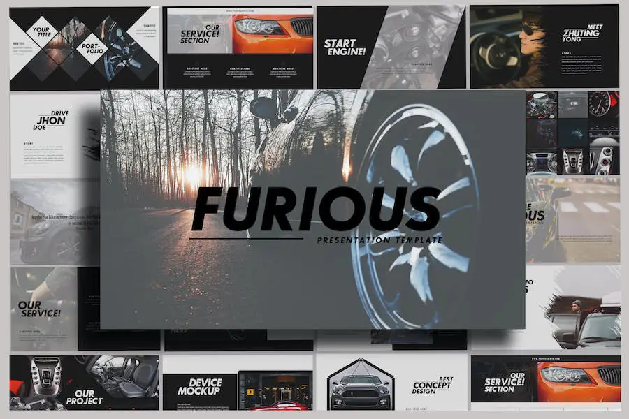 Furious - Sport Powerpoint Dark Template - 