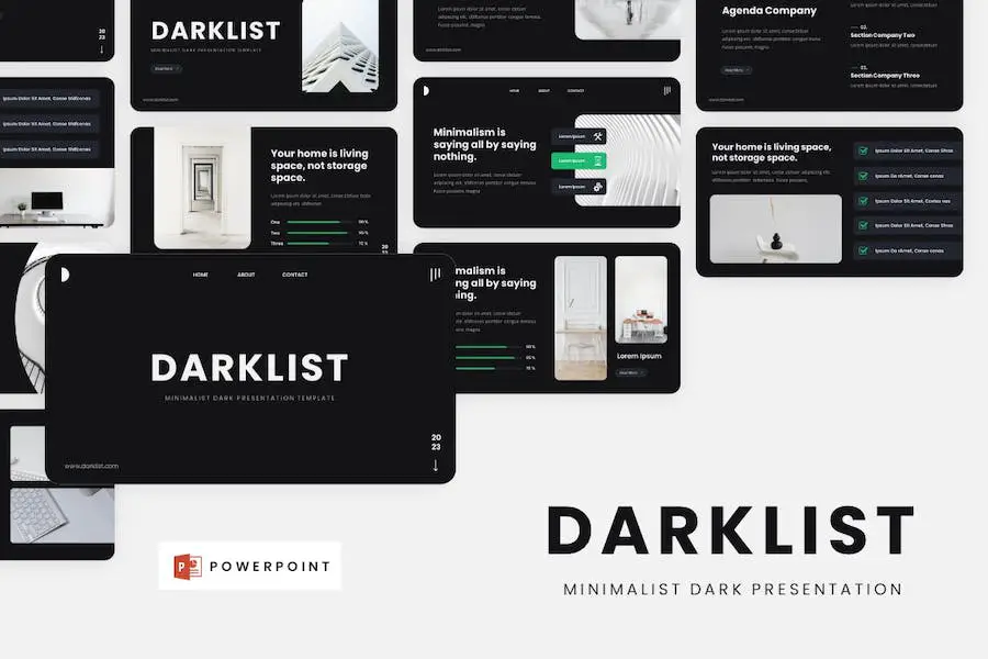 Darklist - Minimalist Dark Powerpoint Template - 