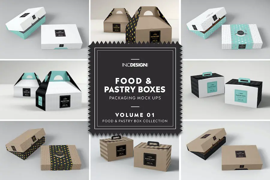 Food Pastry Boxes Vol.1: Packaging Mockups - 