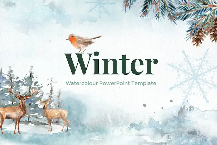 Winter - Watercolour PowerPoint Template - 