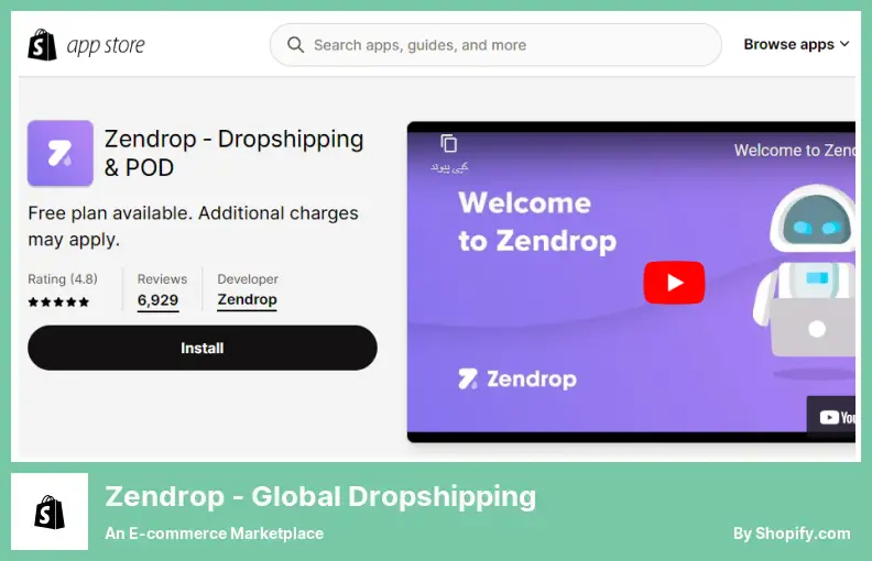 Zendrop ‑ Global Dropshipping - an E-commerce Marketplace