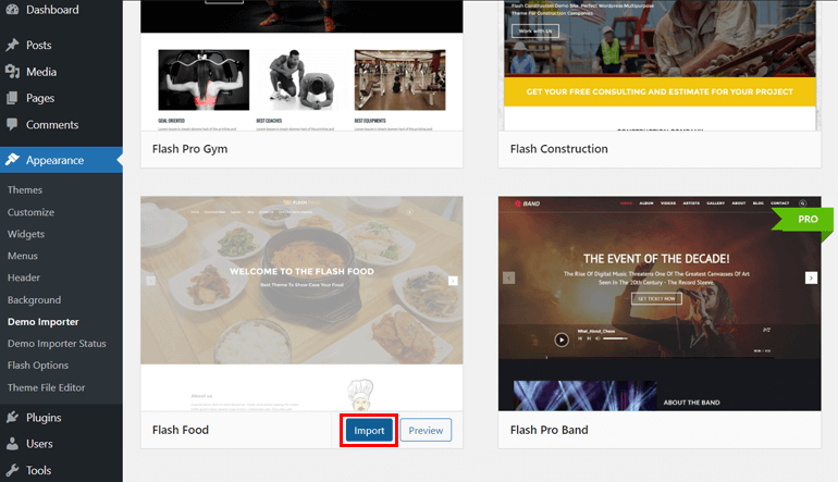 Import Flash Food Demo - How to Create a Restaurant Website with Flash