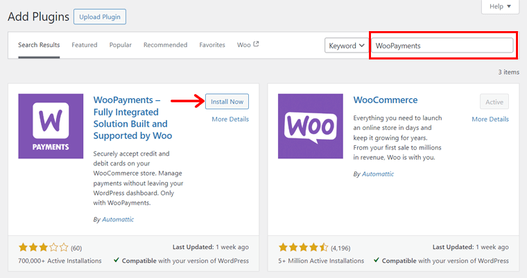 Install the WooPayments Plugin