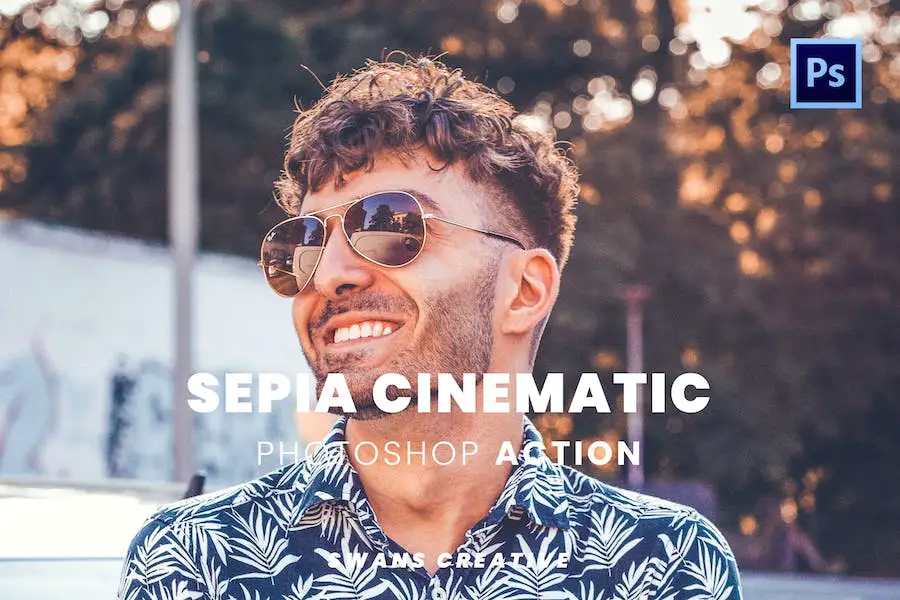 Sepia Cinematic Photoshop Action - 