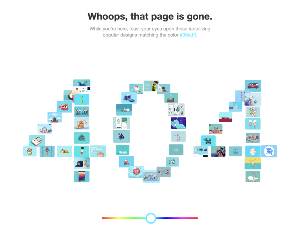 Screenshot from Dribbble 404 page