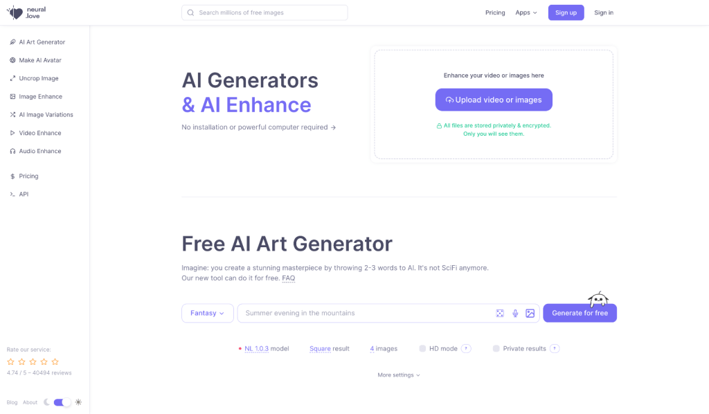 Free-AI-Art-Generator-AI-Enhance-neural-love