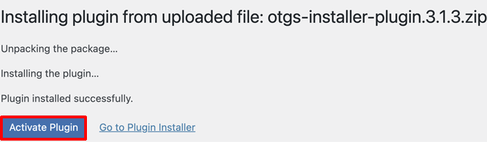 Activating OTGS Installer Plugin