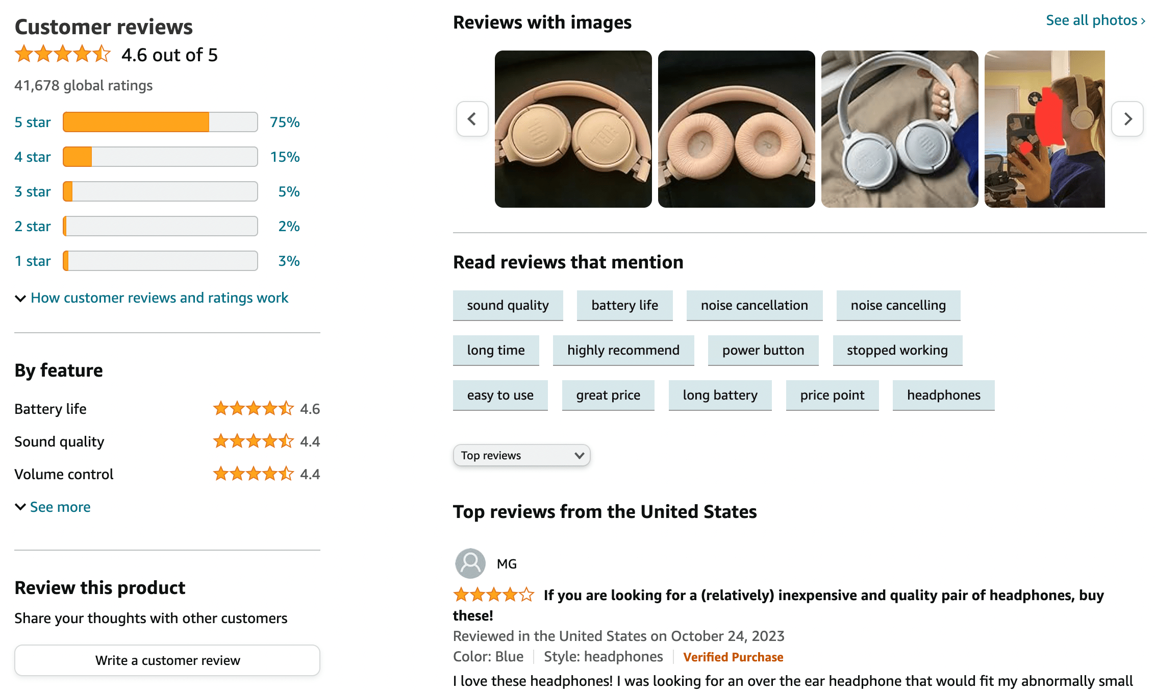 An example of Amazon reviews.
