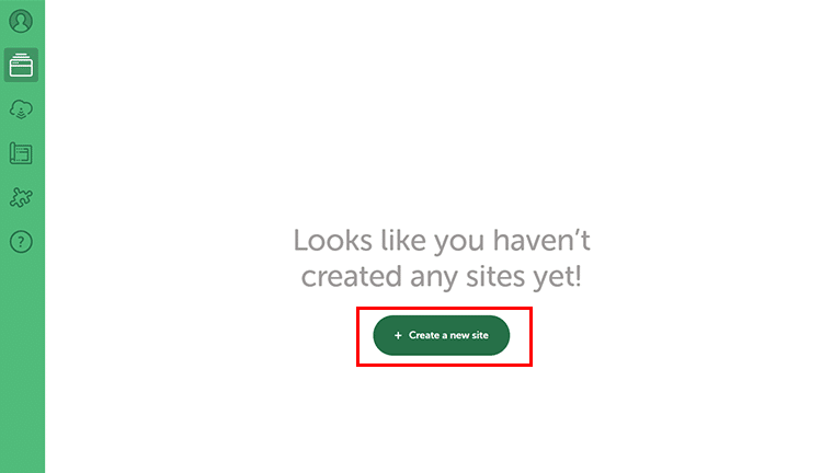 Click on Create a New Site Button 