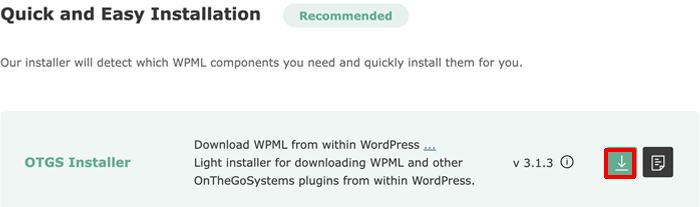 Downloading WPML OTGS Installer