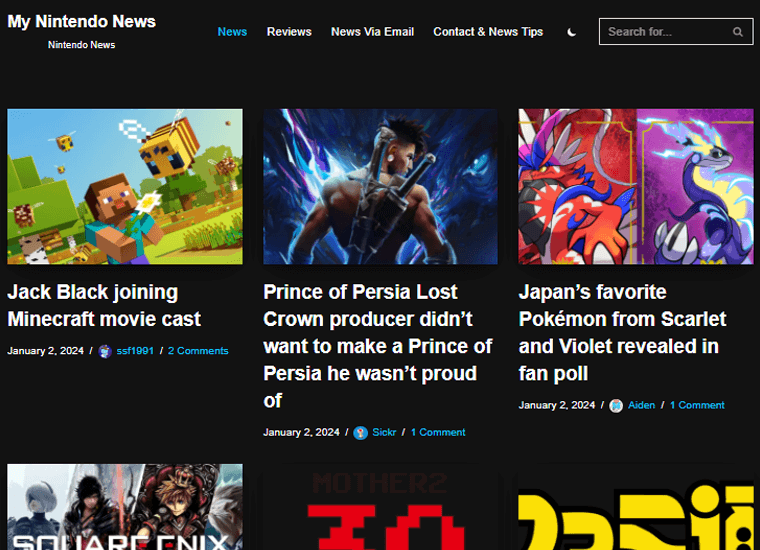 My Nintendo News WordPress Websites Example