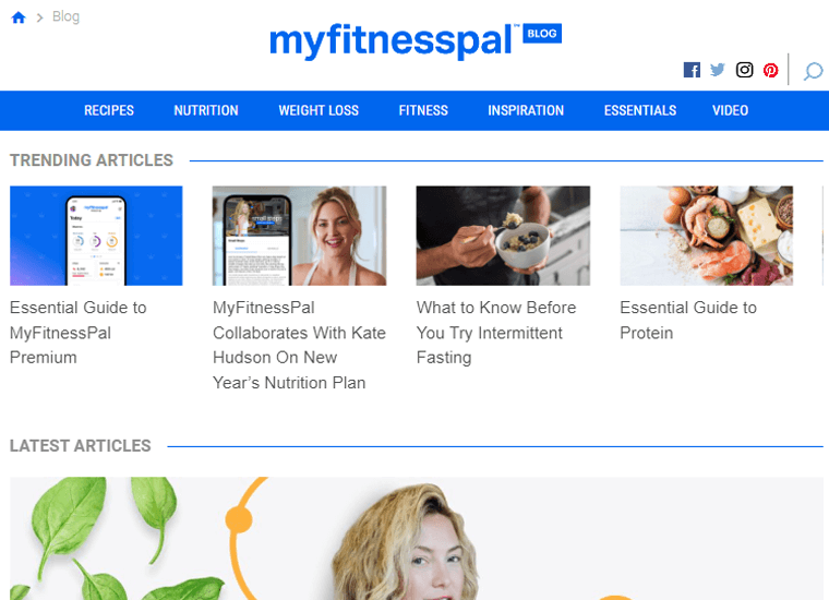MyFitnessPal WordPress Websites Example