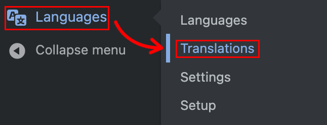Navigate to Polylang Translations Settings