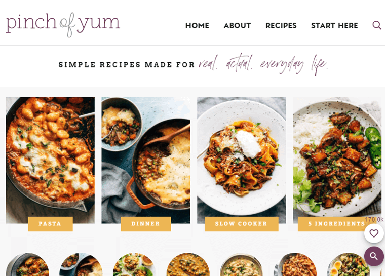 Pinch of Yum Food Blog Made With WordPress