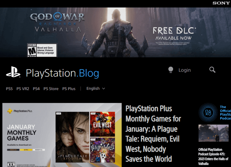 PlayStation Blog WordPress site examples