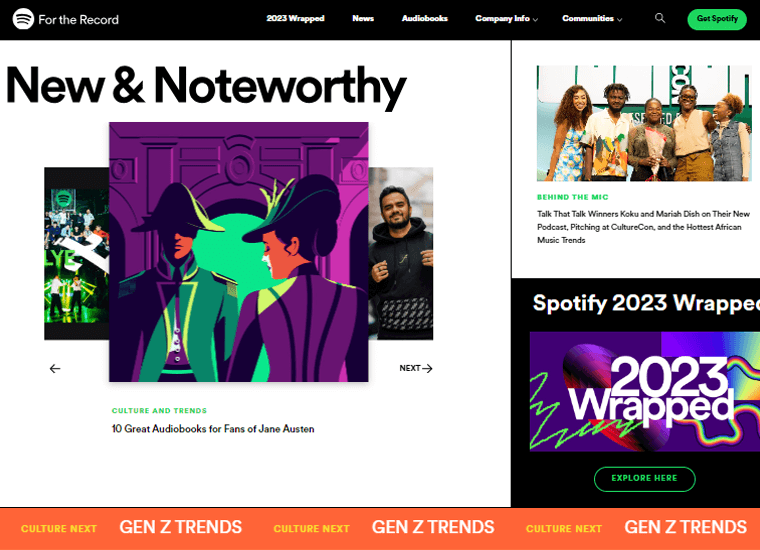 Spotify News Examples of WordPress Site