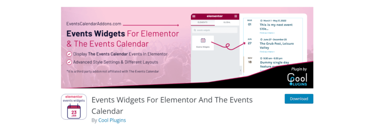 Event Widgets plugin page on WordPress.org