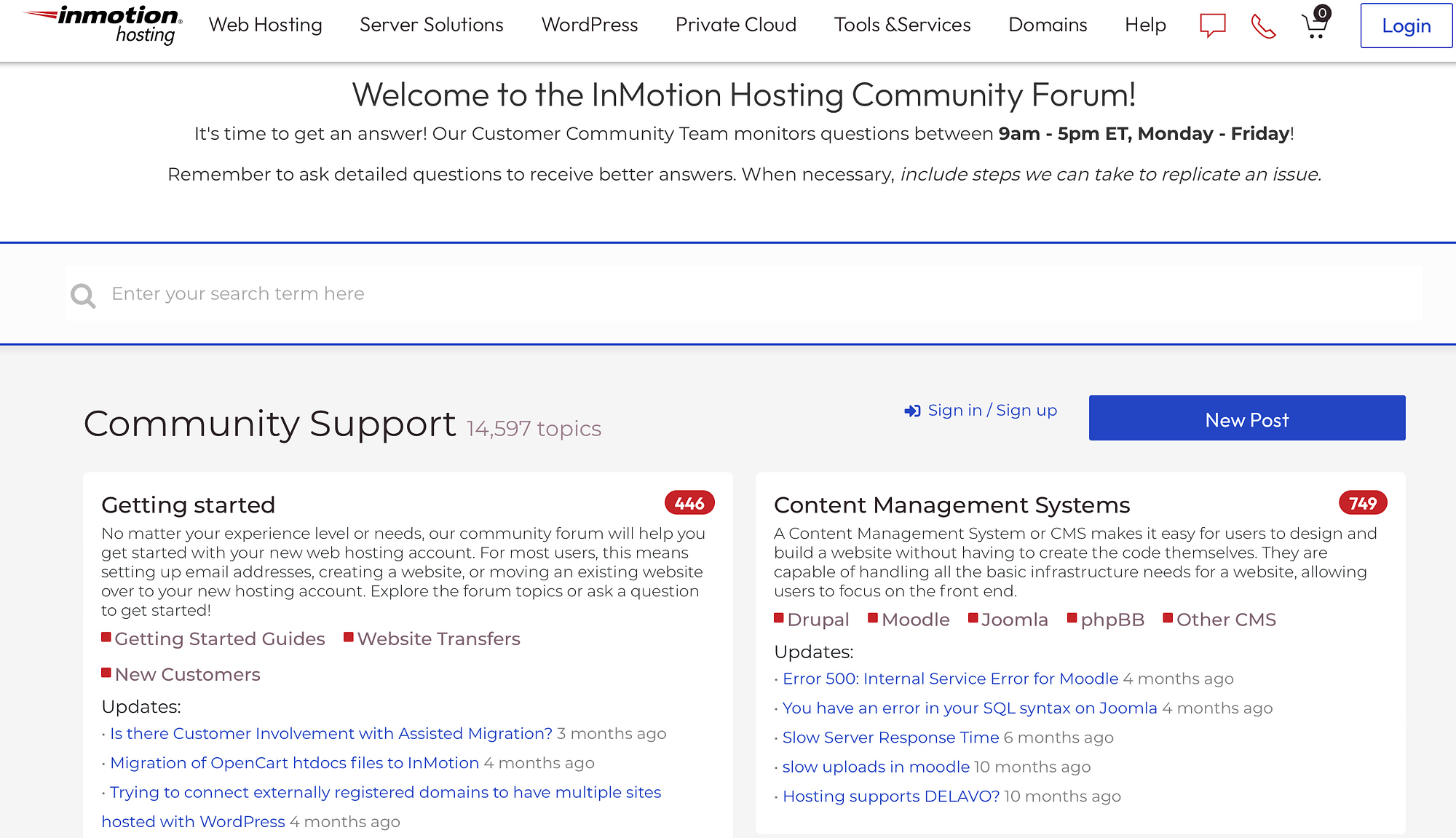 InMotion Hosting review: Customer support.