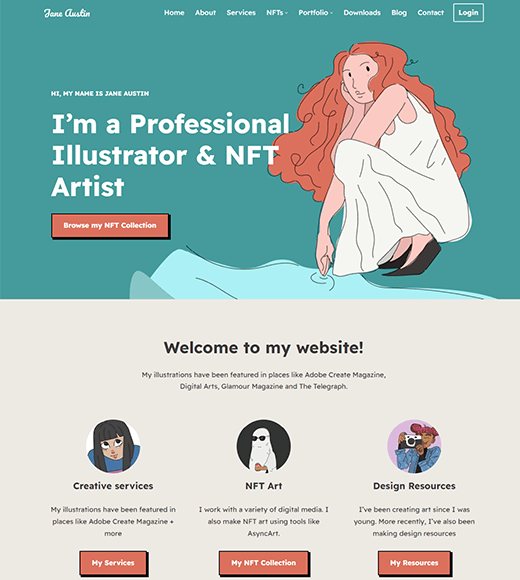 Neve NFT Illustrator - WordPress Themes for Artists