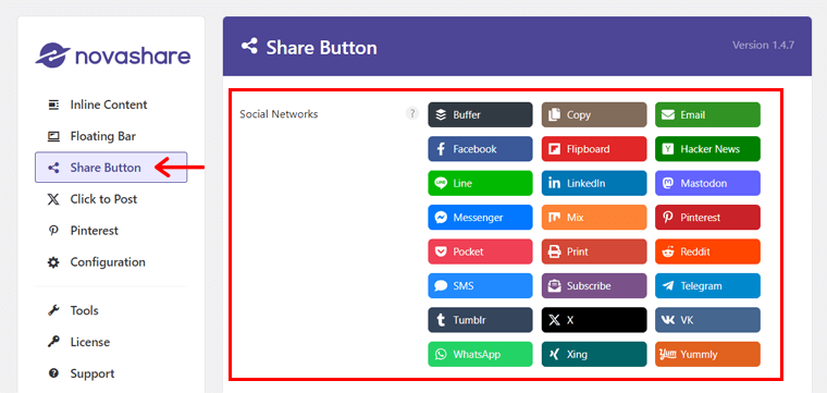 Novashare Share Buttons & Counts 