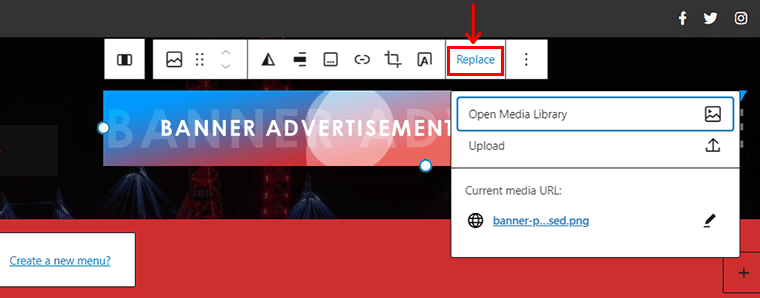 Click on Banner Advertisement Section to Replace Image 