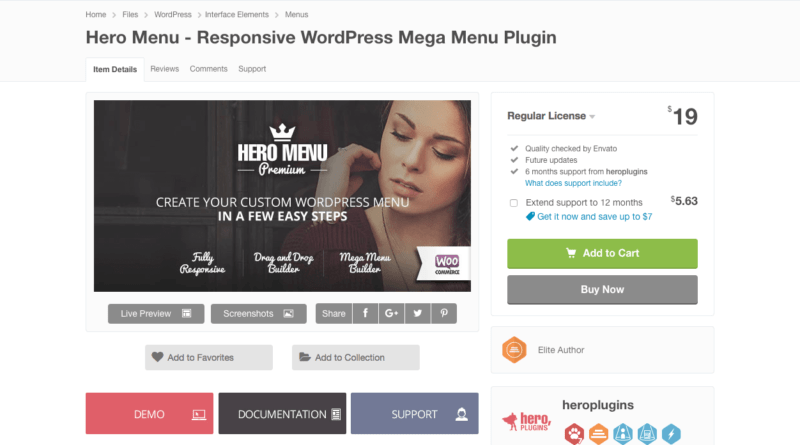 Hero Menu WordPress plugin