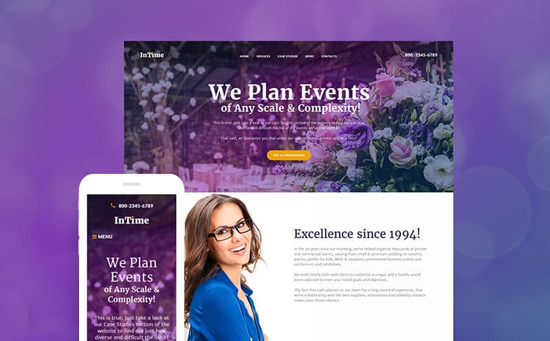 InTime events management theme