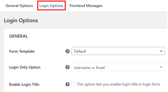 Configure Login Options in User Registration Settings 