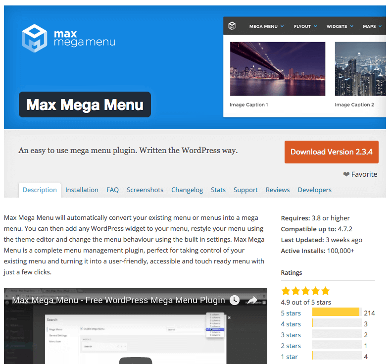 Max Mega Menu plugin