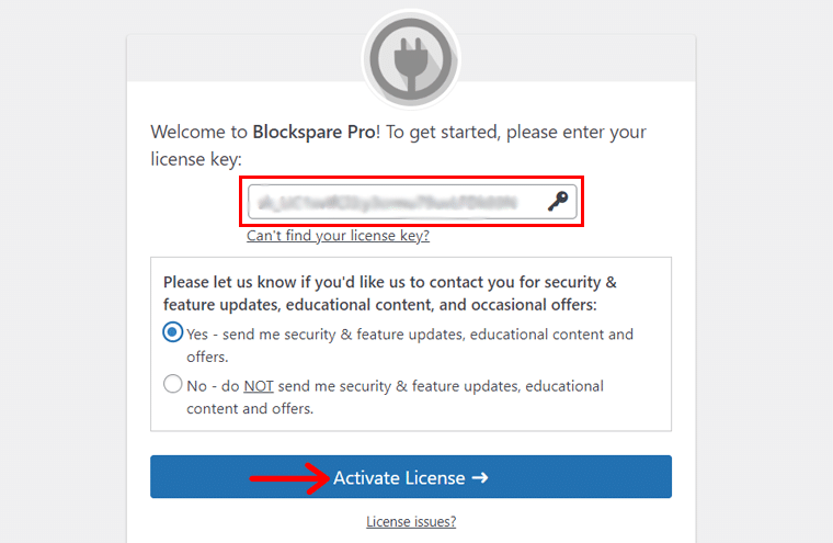 Paste the Copied License Key & Click on Activate License Option